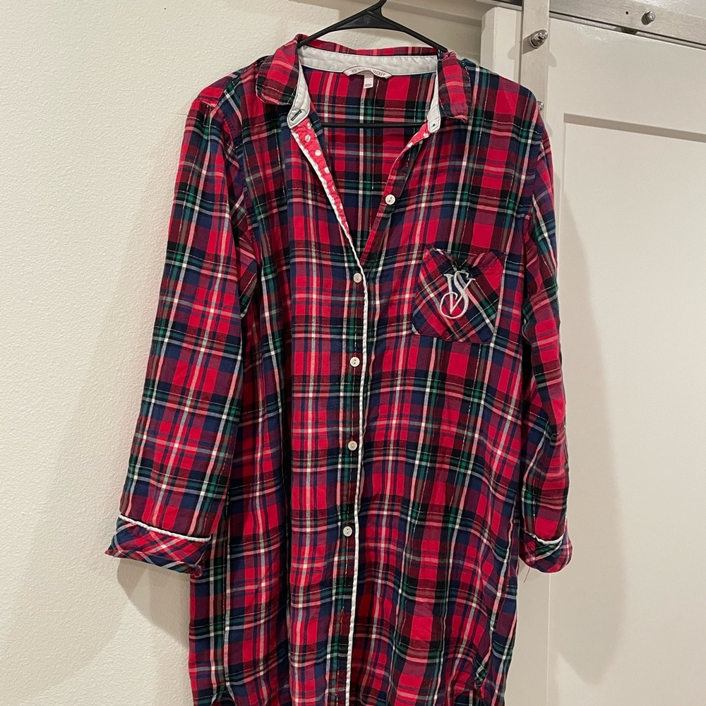 Victoria's Secret Red Plaid Button-Up Shirt